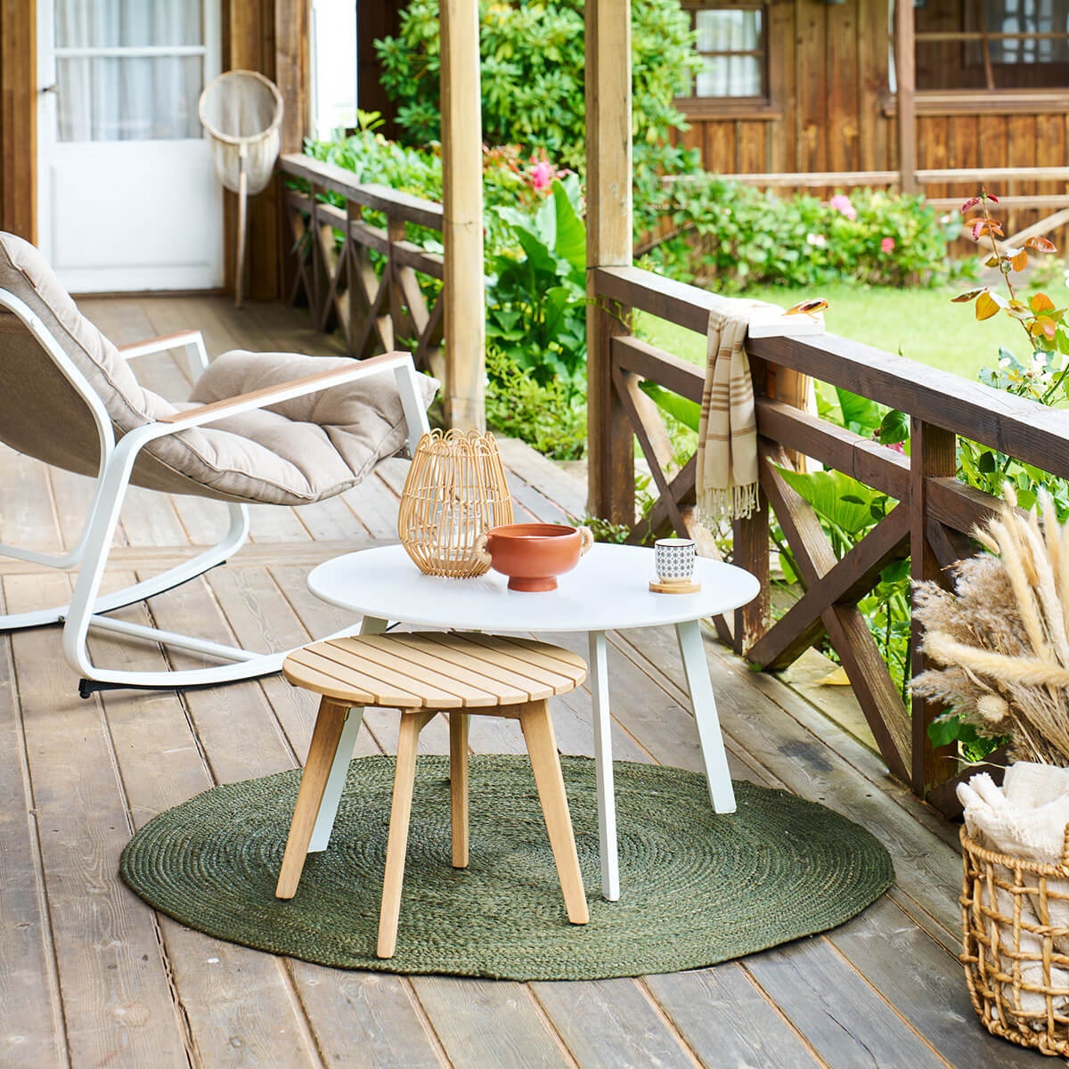 round garden side table olivinia acacia