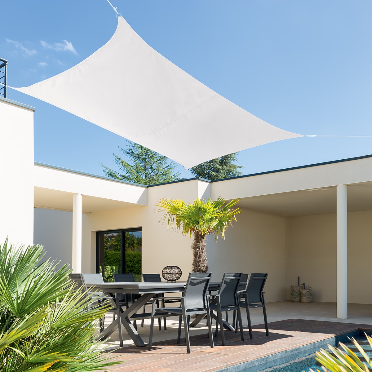 rectangular sun shade curacao white