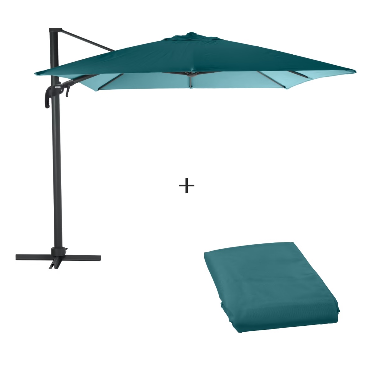 offset parasol set elea duck blue graphite   replacement cloth duck blue