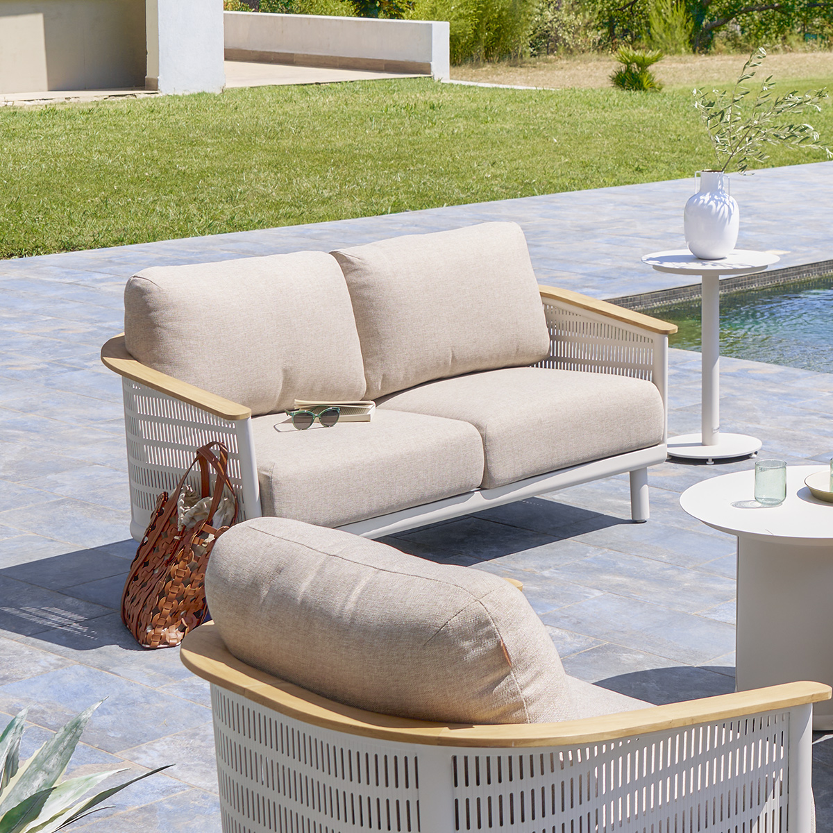 garden sofa olimio oat teak