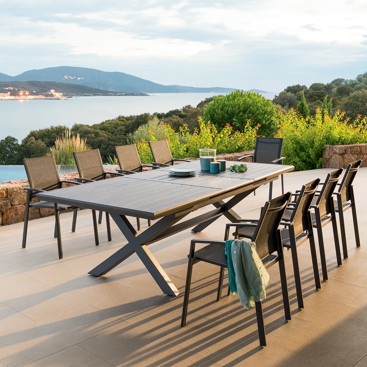 extendable garden table axiome slate