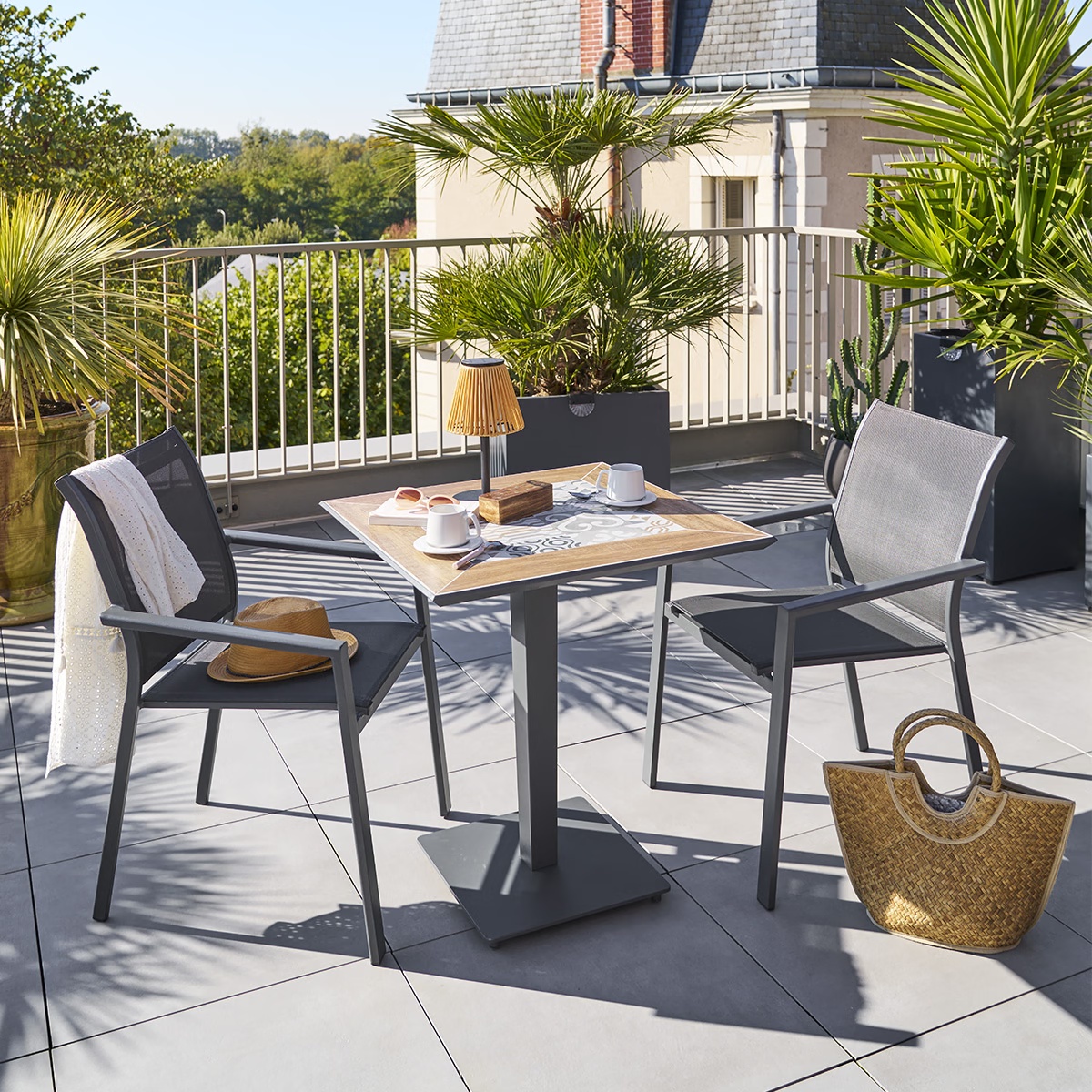 bistro garden table lambada ceramic graphite
