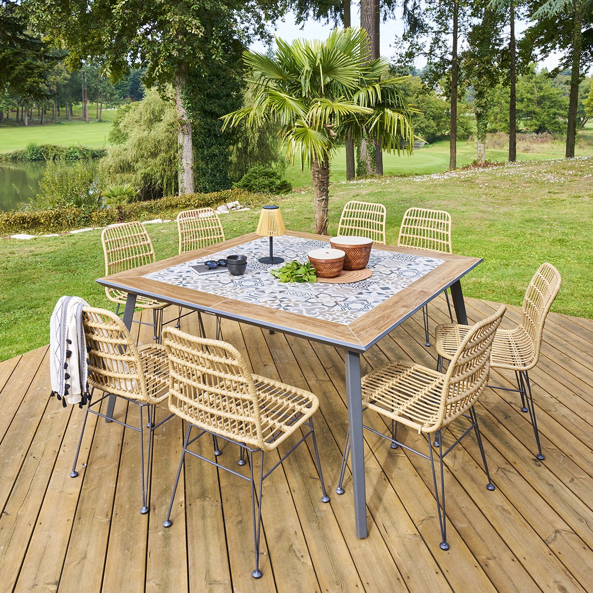 bistro garden table lambada ceramic graphite
