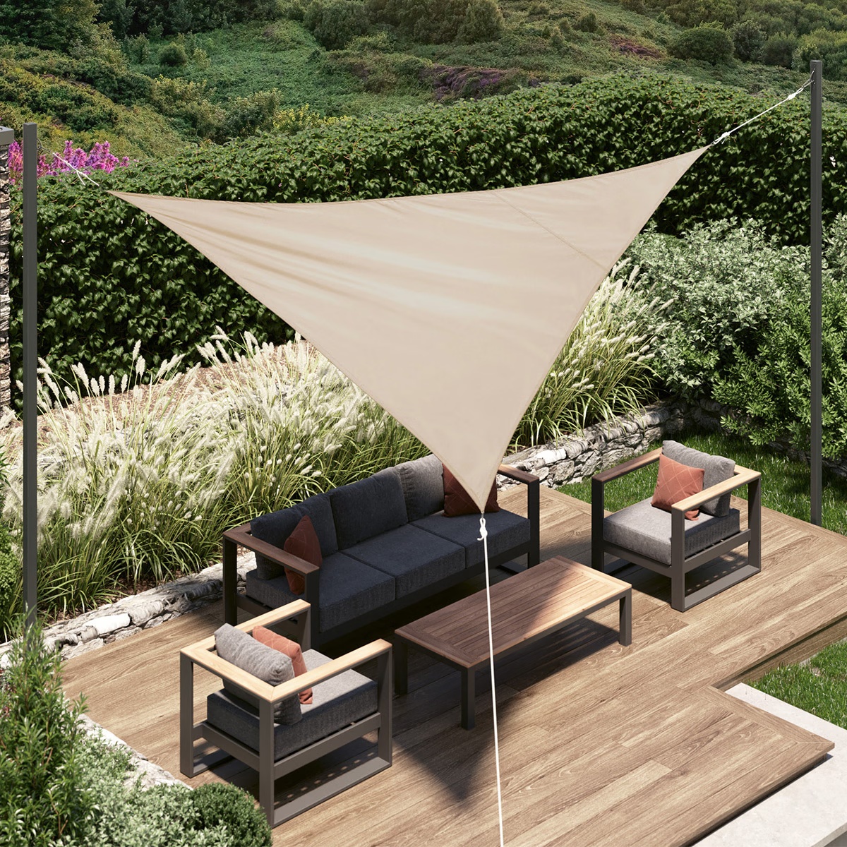 triangular shade sail curacao wheat