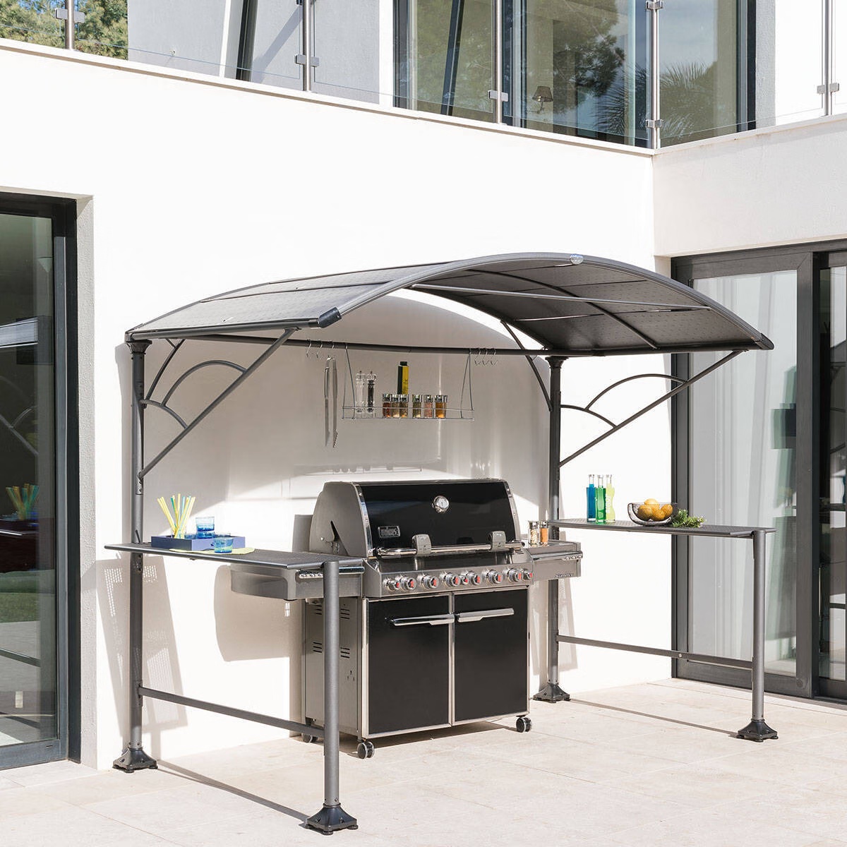 barbecue shelter neiba graphite grey