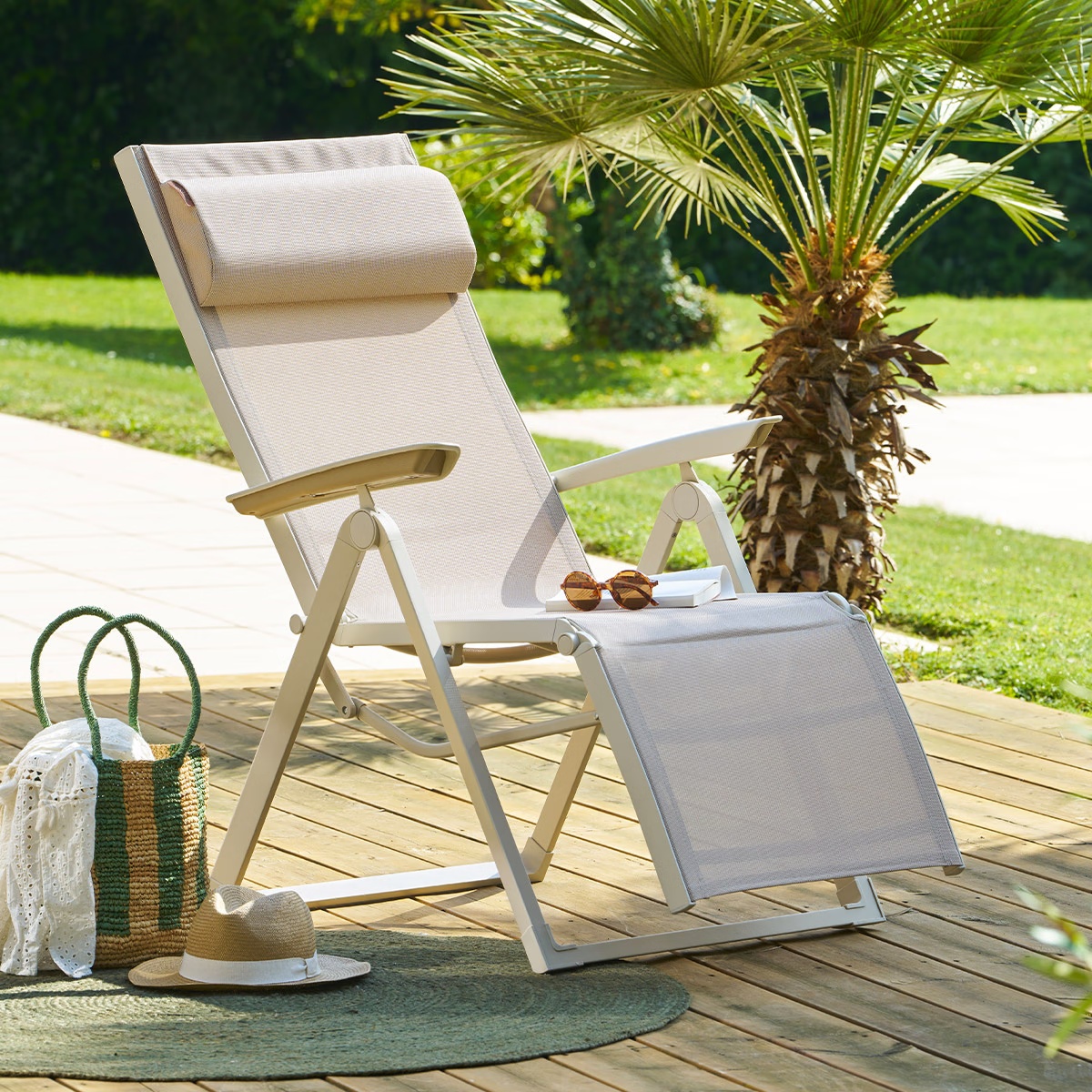 garden recliner decima linen clay